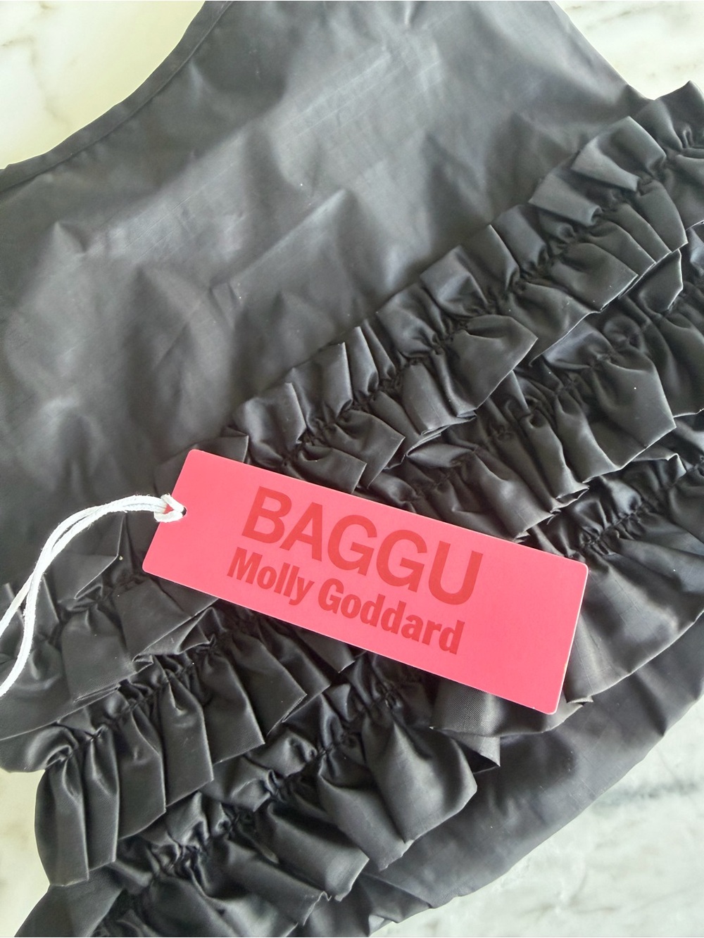 MOLLY GODDARD X BAGGU Black Ruffle Tote
